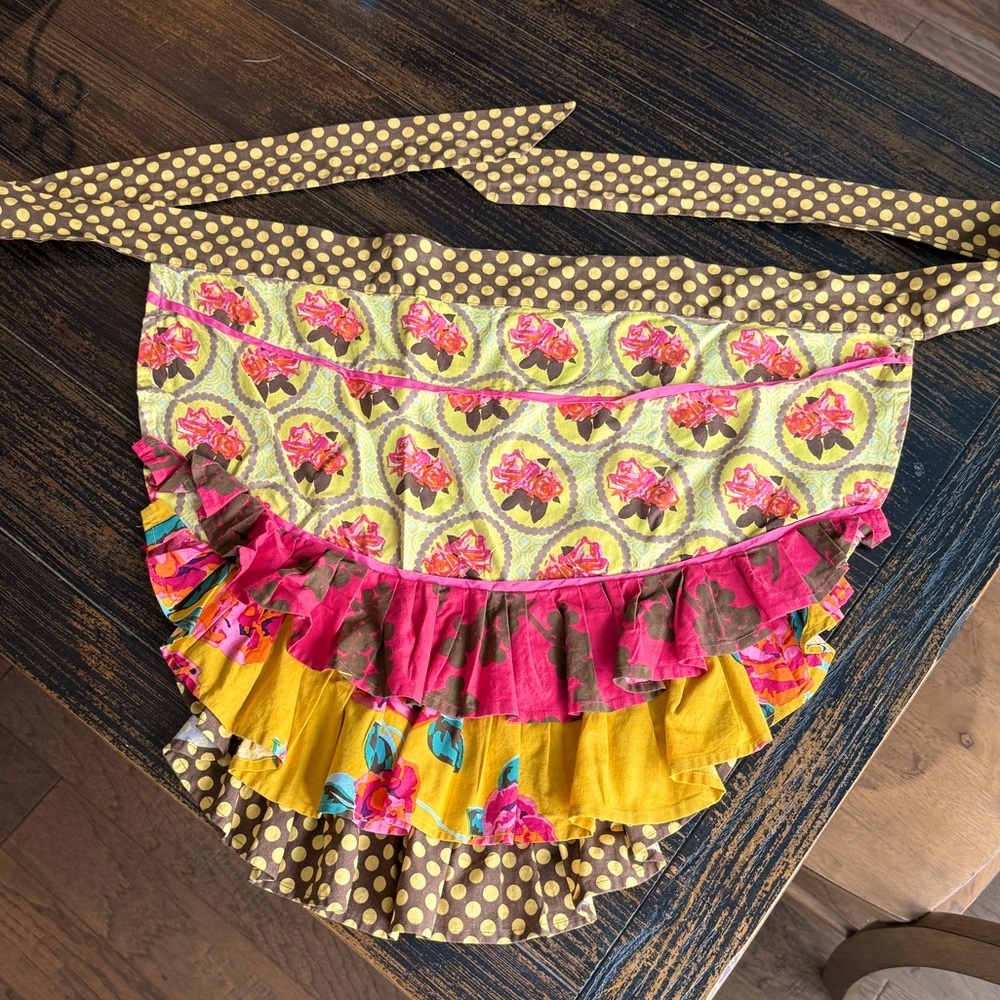 Colorful Floral Ruffled Apron